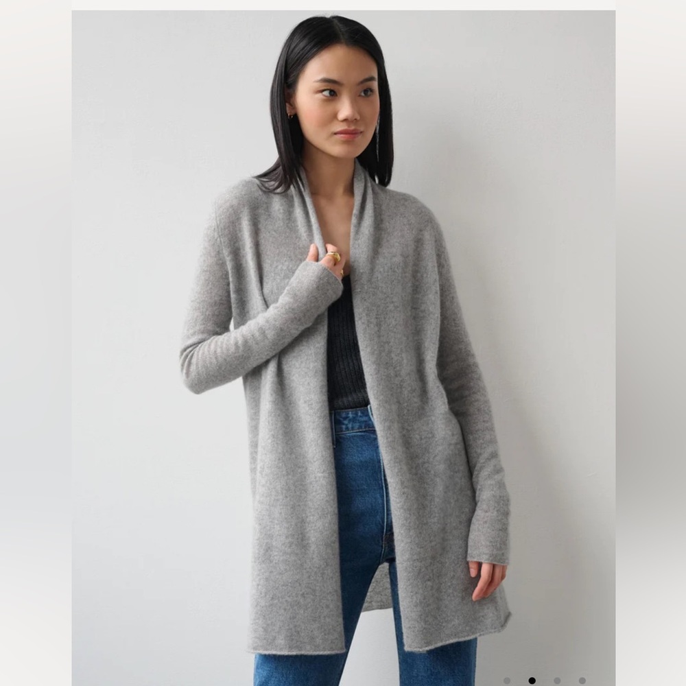 White & Warren Essential Cashmere Trapeze Cardigan